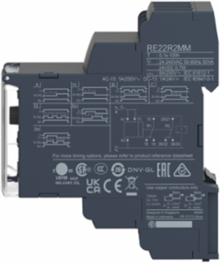 Multifunction Timer Relay, 8A, 0.1s-100h, 24V DC / 24-240V AC