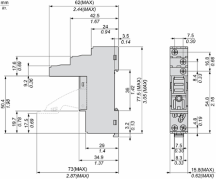 Harmony Electromechanical Relay Socket, 10A, SPDT, Screw Connection