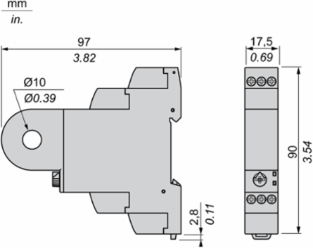 Harmony Current Control Relay, 5A, 1 C/O, 250V AC/DC, 17.5mm Width