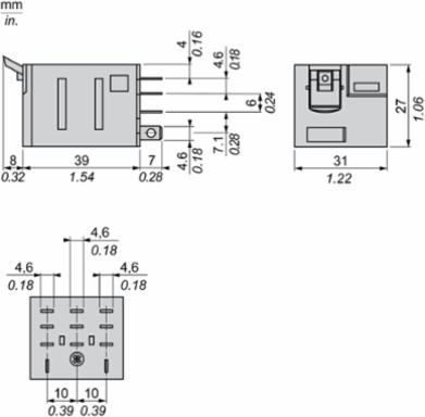Harmony Plug-In Relay, 15A, 3PDT, Lockable Test Button, 120V AC