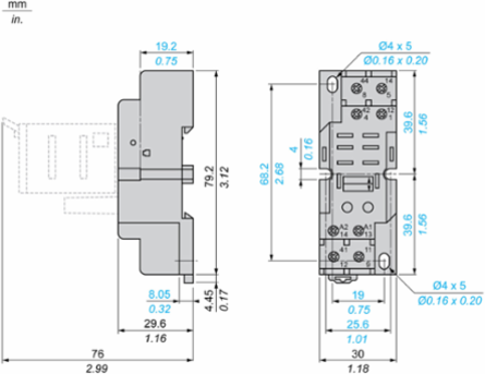 Harmony Electromechanical Relay Socket, 16A, 250V AC, 30mm Width