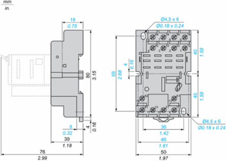 Harmony Electromechanical Relay Socket, 16A, 250V AC, Mixed Contacts, IP20