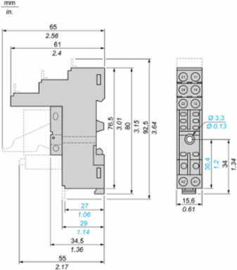 Harmony Socket for RSB Relays, 10A, Screw Connections, 15.5 mm Width