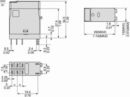 Harmony Electromechanical Relay, 5A, 120V AC, 2 C/O, LED Indicator
