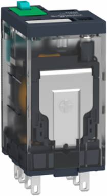 Miniature Relay 12A, 2 C/O, 24V DC, Lockable Test Button, LED
