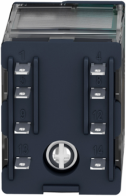 Miniature Relay 12A, 2 C/O, 24V DC, Lockable Test Button, LED