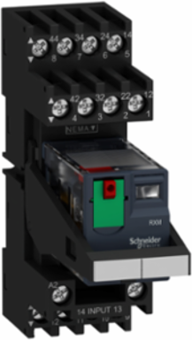Miniature Plug-In Relay 6A 4CO 230V AC with LED, Lockable Test Button