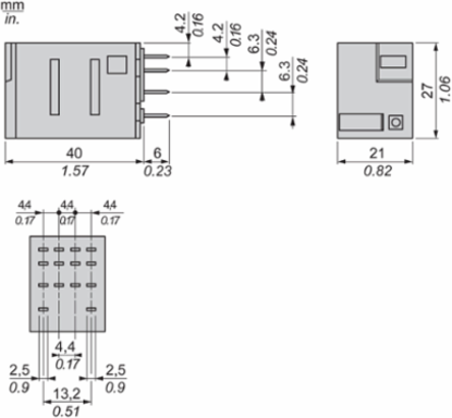 Miniature Plug-in Relay, 6A, 4 CO, 24V DC, with LED, IP40
