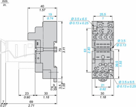Harmony Relay Socket with 250V Coil Voltage and 10A DPDT Contacts