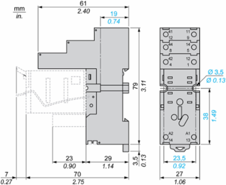 Harmony Electromechanical Relay Socket, 250V AC, 12A, DPDT, IP20