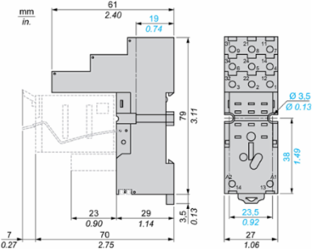 Harmony Electromechanical Relay Socket, 250V AC, 10A, 3C/O Contacts
