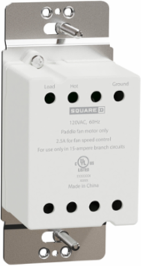 X Series 2.5A Slide Fan Controller, 120V, 1-Way, Matte Black