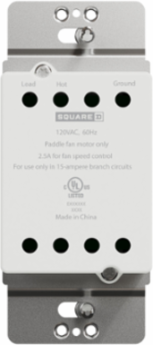 X Series 2.5A Slide Fan Controller, 120V, 1-Way, Matte Black