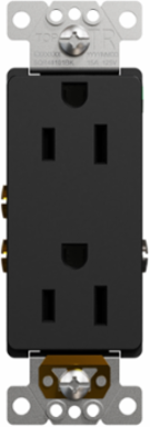 X Series 15A 125V Tamper Resistant Duplex Outlet, Black, 2P+E