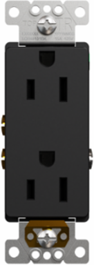 X Series 15A 125V Tamper Resistant Duplex Outlet, Black, 2P+E