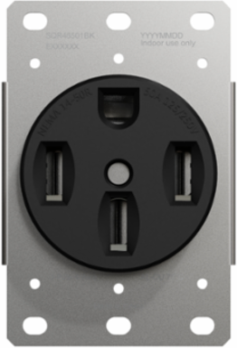 X Series 50A 125/250V Flush Mount NEMA 14-50R Socket Outlet, Black 2.52 Inch Width