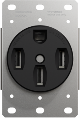 X Series 50A 125/250V Flush Mount NEMA 14-50R Socket Outlet, Black 2.52 Inch Width