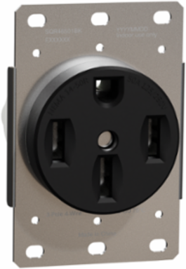 X Series 50A 125/250V Flush Mount NEMA 14-50R Socket Outlet, Black 2.52 Inch Width