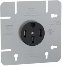 Socket-outlet, X Series, 50A, standard, for range, 4 11/16" cover plate, commercial, black, matte finish