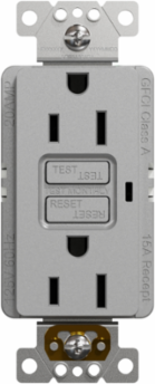 X Series 15A 125V GFCI Duplex Receptacle, Tamper Resistant, Flush Mount, Matte Gray