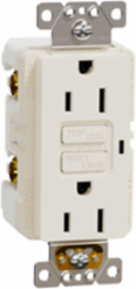 X Series 15A 125V GFCI Duplex Receptacle, Light Almond, 2 Outlets, Flush Mount
