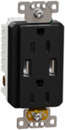 X Series 15A 125V Duplex Outlet with 4.8A USB Charger, Tamper Resistant, Black