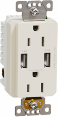 X Series 15A 125V Tamper Resistant USB Outlet, Light Almond, 4.8A