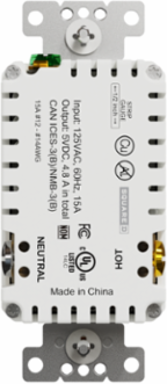 X Series USB A/A 15A 125V Duplex Outlet, 4.8A, Tamper Resistant, White