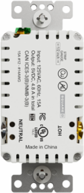 X Series USB A/A 15A 125V Duplex Outlet, 4.8A, Tamper Resistant, White