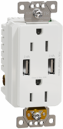X Series USB A/A 15A 125V Duplex Outlet, 4.8A, Tamper Resistant, White
