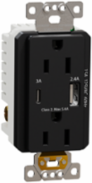 X Series 15A 125V Tamper Resistant USB A/C Outlet, 5.4A, Matte Black