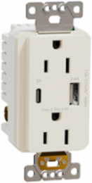 X Series 15A 125V USB A/C Duplex Outlet, 5.4A, Light Almond