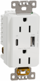 X Series 15A 125V USB Outlet with 5.4A Charger, Matte White