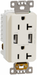 X Series 20A 125V USB A/A Duplex Outlet, 4.8A, Tamper Resistant, Light Almond