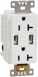 X Series 20A 125V USB A/A Duplex Outlet, 4.8A, Tamper Resistant, Matte White