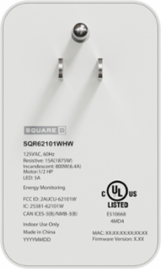 X Series 15A 125V WiFi Energy Monitoring Receptacle, Matte White, Tamper Resistant