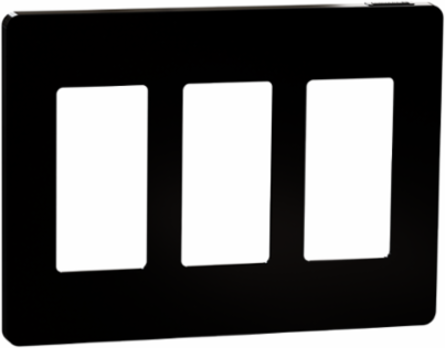X Series 3 Gang Screwless Wall Plate Matte Black 162 mm Width