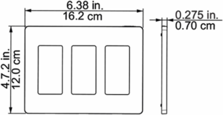 X Series 3 Gang Screwless Wall Plate 120 mm x 162 mm Light Almond