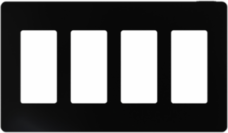 X Series 4 Gang Screwless Wall Plate Matte Black, 208 mm x 120 mm