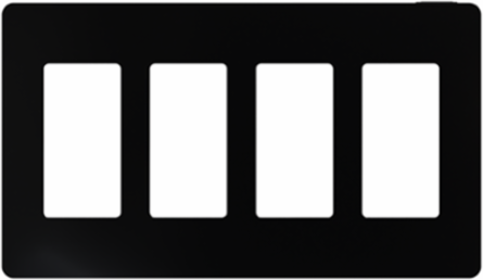 X Series 4 Gang Screwless Wall Plate Matte Black, 208 mm x 120 mm