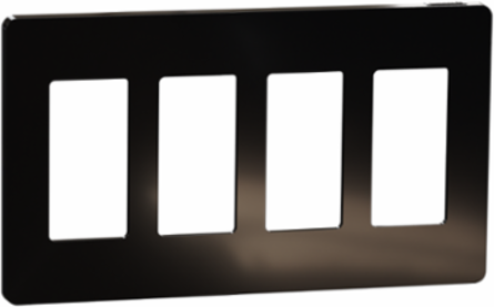 X Series 4 Gang Screwless Wall Plate Matte Black, 208 mm x 120 mm
