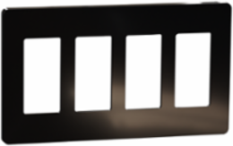 X Series 4 Gang Screwless Wall Plate Matte Black, 208 mm x 120 mm