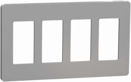 X Series 4 Gang Screwless Wall Plate Matte Grey 208 mm x 120 mm