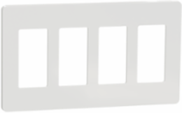 X Series 4 Gang Screwless Wall Plate, 208mm Width, Matte White