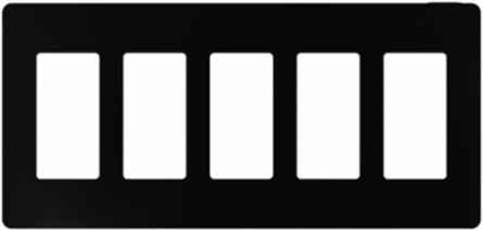 X Series 5 Gang Screwless Wall Plate, 120 mm x 254 mm, Matte Black