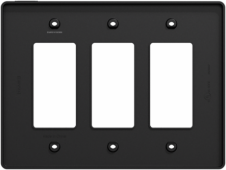 X Series 3 Gang Mid Size Plus Wall Plate Matte Black, 70 mm x 132 mm