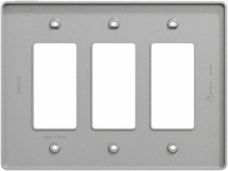 X Series 3 Gang Mid Size Wall Plate, Grey, 176 mm Width, Screw-Fixed