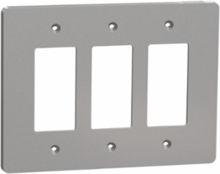 X Series 3 Gang Mid Size Wall Plate, Grey, 176 mm Width, Screw-Fixed