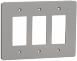 X Series 3 Gang Mid Size Wall Plate, Grey, 176 mm Width, Screw-Fixed