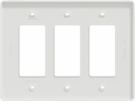 X Series 3 Gang Mid Size Wall Plate, White, 176 mm Width, Matt Finish